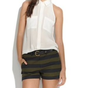 Madewell Olive and Black Striped Shorts